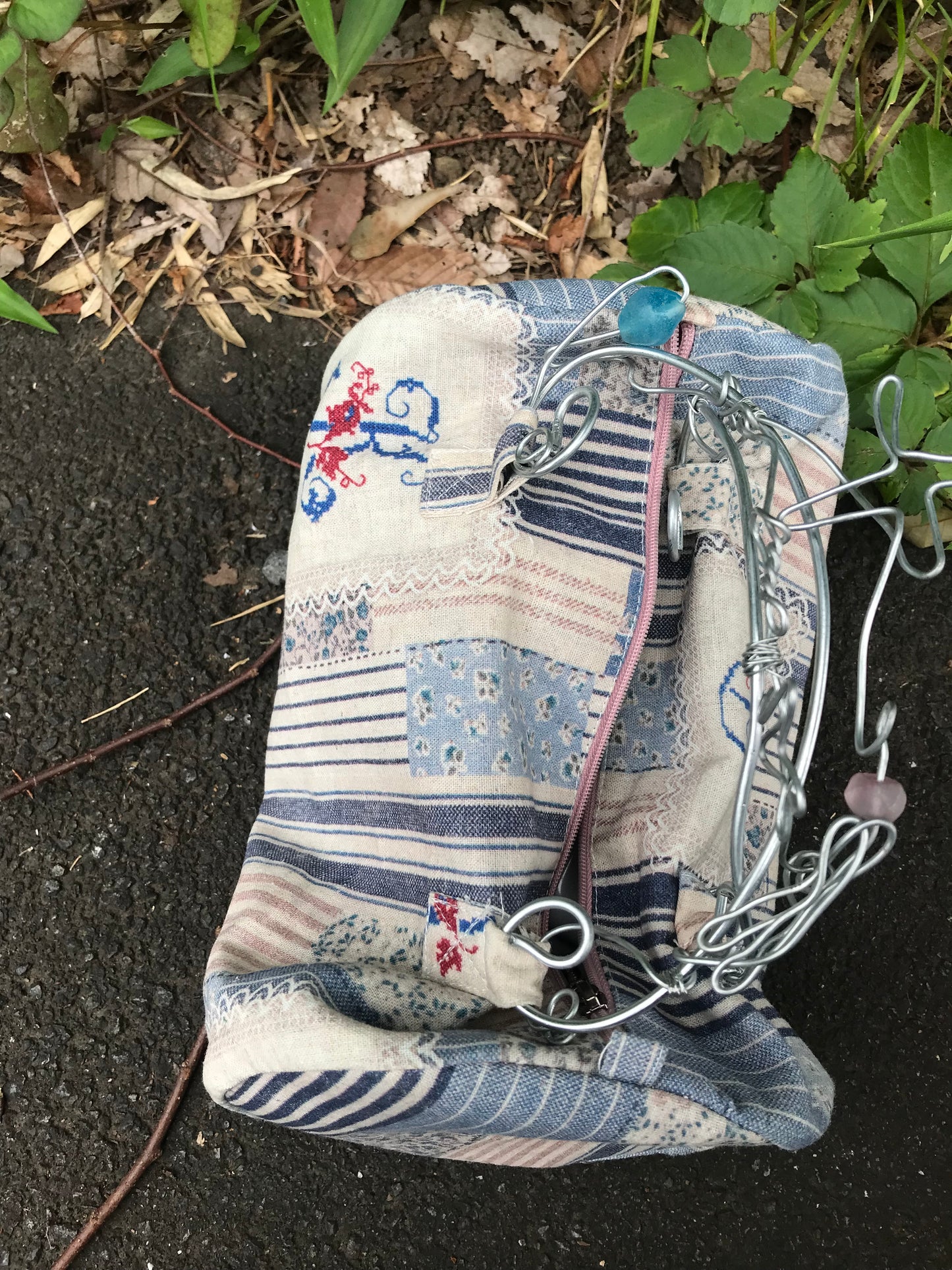Wire*粉蓝拼接圆筒包