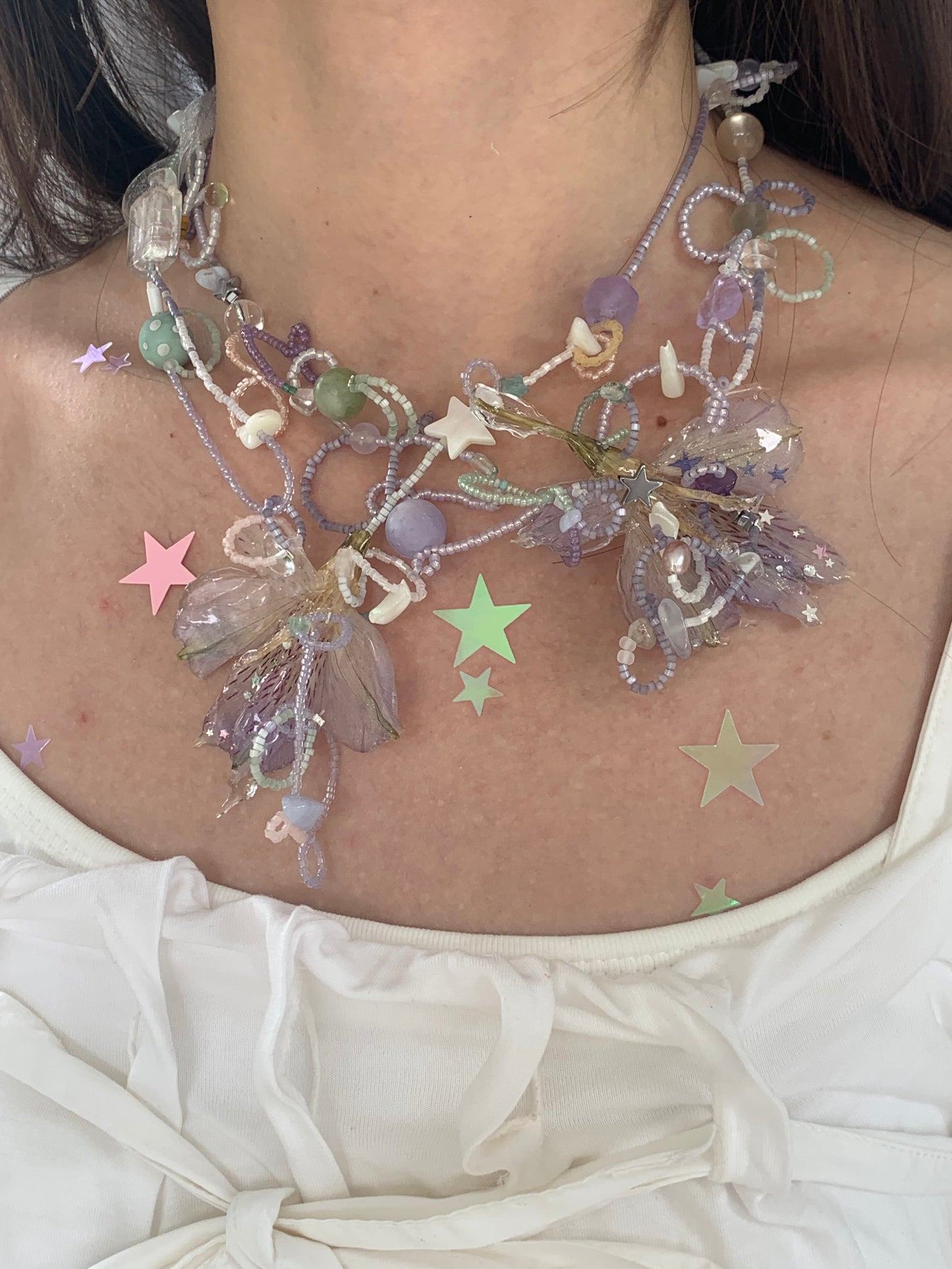 Daffodil lily * light purple complex beads